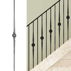 Barreau fer forgé rosace centrale Ø14/16 mm – H1000/1150 mm