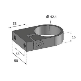 Anneau de serrage inox pour tube Ø42,4mm – ép. 16mm, inox brossé