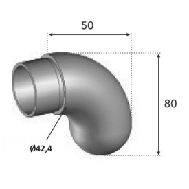 Crosse inox départ main courante Ø42.4 mm – Bout arrondi en boule