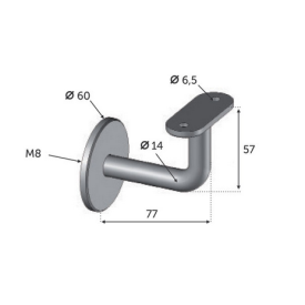 Support inox 304L main courante – À sceller sur plat