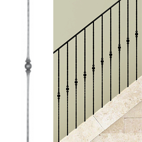 Barreau forgé 1 boule carré 14 mm – Acier grenaillé 1000 mm