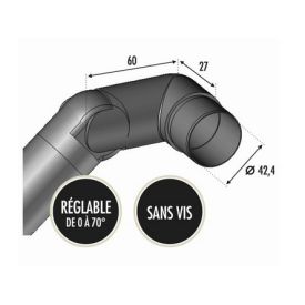 Connecteur réglable gauche inox 304L Ø42,4 mm pour main courante