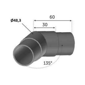 Coude 135° inox pour main courante – Tube Ø42.4 ou Ø48.3 mm