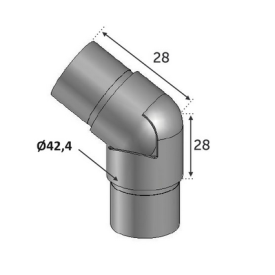 Connecteur inox 304 réglable 135° à 180° sans vis pour tube Ø42,4 mm