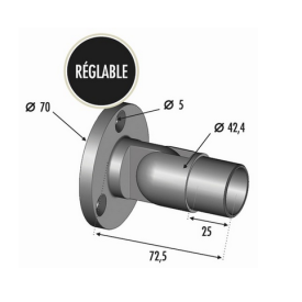 Connecteur mural inox réglable pour tube Ø42,4 mm – angle 0° à 70°