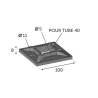 Embase inox 316 à souder pour tube carré 40x40 – 4 fixations