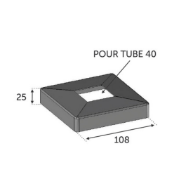 Cache platine inox brossé 316 – Tube carré 40x40 mm – Hauteur 25 mm