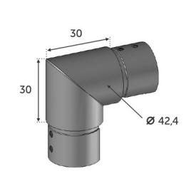 CONNECTEUR INOX 90° VERTICAL POUR TUBE Ø 42,4 MM – FIXATION VERRE