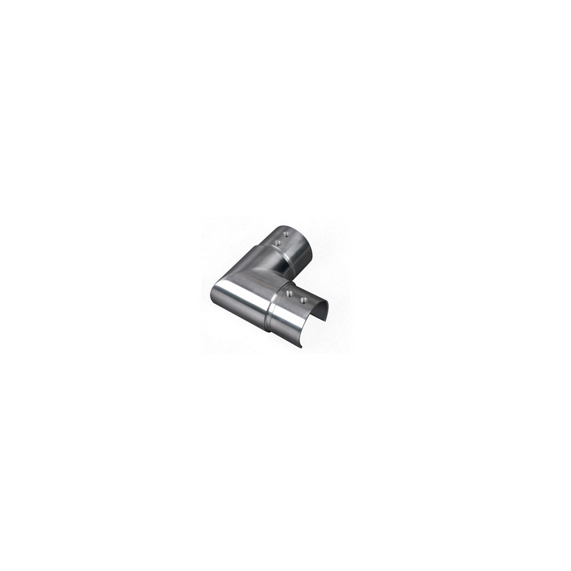 CONNECTEUR INOX ANGLE 90° HORIZONTAL POUR TUBE Ø42,4 MM – SPÉCIAL VERRE