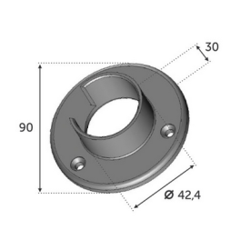 SUPPORT MURAL INOX 304 À VISSER POUR TUBE Ø42.4 ET VERRE 12.76