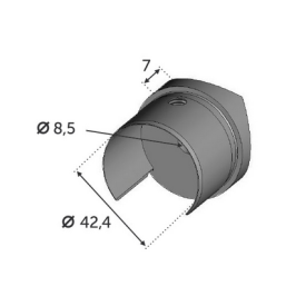 SUPPORT HORIZONTAL INOX POUR TUBE Ø42.4 ET VERRE 12.76 MM