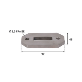 Platine inox 316 92x48 pour poteau W0001 – usage extérieur