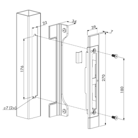 Gâche plate aluminium à encastrer avec réglage intégré et système Click-It