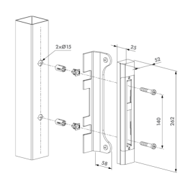 Gâche en applique inox avec fixation Quick Fix et butée réglable pour portail