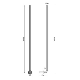 BALUSTRE COUDÉE AVEC ROSACE - H1200 MM - Ø16 MM - ACIER