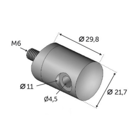 Connecteur intermédiaire applique câble inox Ø4 à 8 mm pour poteau 42,4 mm