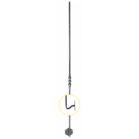 BARREAU DE RAMPE FORGÉ AVEC ÉQUERRE – Ø14 MM – H1100 MM – FIXATION ANGLAISE