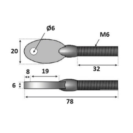 ŒILLET DESIGN INOX 316 A4 – FILETAGE M8 – POUR CHAPE ET CÂBLE Ø4 À Ø6 MM