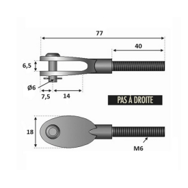 CHAPE DESIGN FILETEE M6 ou M8 INOX 316