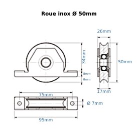 Roue U avec support encastrable – Inox | Esse Diffusion
