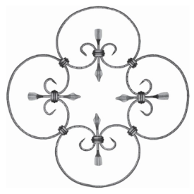 Rosace décorative en fer forgé acier 380x380 mm motif circulaire