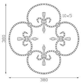 Rosace décorative en fer forgé acier 380x380 mm motif circulaire