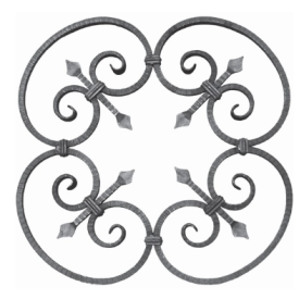 Panneau volute en acier 600x600 mm avec motif décoratif symétrique