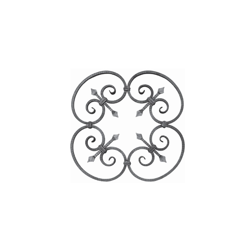 Panneau volute en acier 600x600 mm avec motif décoratif symétrique