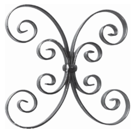 Tableau volutes Brésil en acier 250x250 mm motif décoratif en arabesques