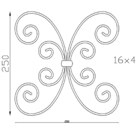 Tableau volutes Brésil en acier 250x250 mm motif décoratif en arabesques