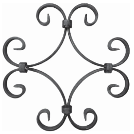 Panneau volute en acier 230x230 mm motif décoratif compact en fer forgé