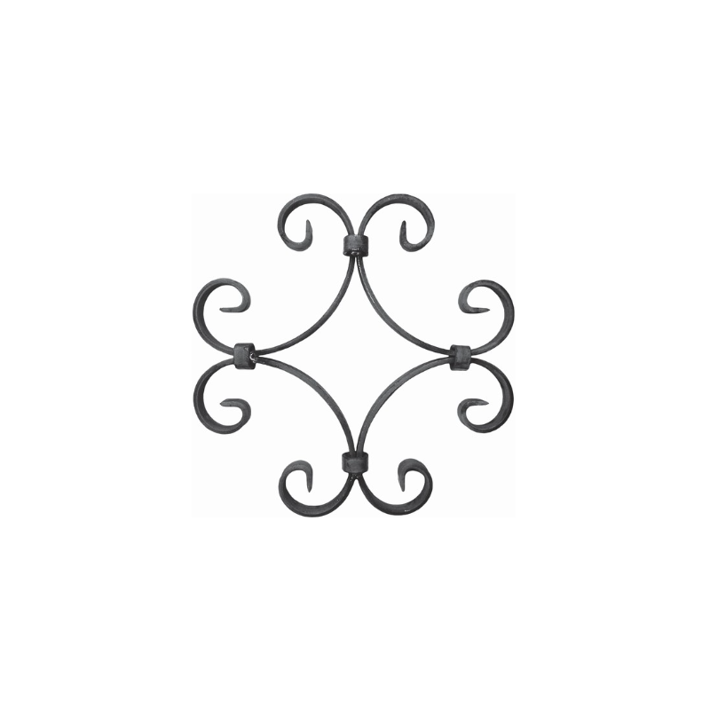 Panneau volute en acier 230x230 mm motif décoratif compact en fer forgé