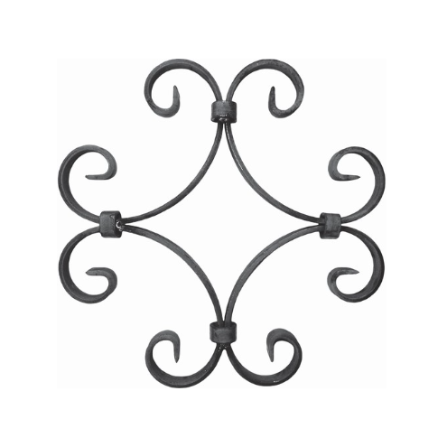 Panneau volute en acier 230x230 mm motif décoratif compact en fer forgé