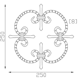 Tableau volutes Argentine en acier 250x250 mm motif décoratif en acier rond