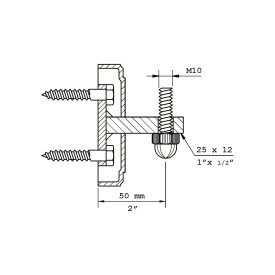 Support mural en fer 90x55 mm pour fixation de barreau à l’anglaise