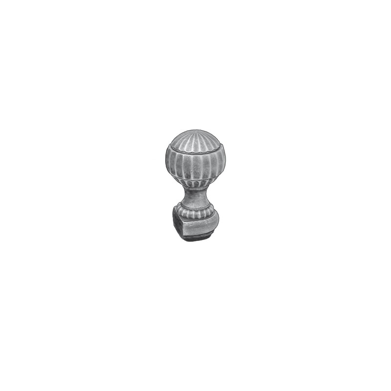 tête de départ en fer sur embase diamètre 80 mm finition garde corps