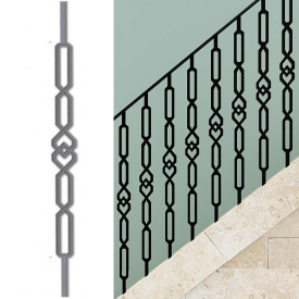 Barreau en acier moulé au design géométrique - Hauteur 1260 mm