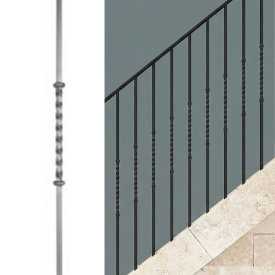 Barreau grande torsade - H1000 mm | Carré 14 mm | Aspect grenaillé