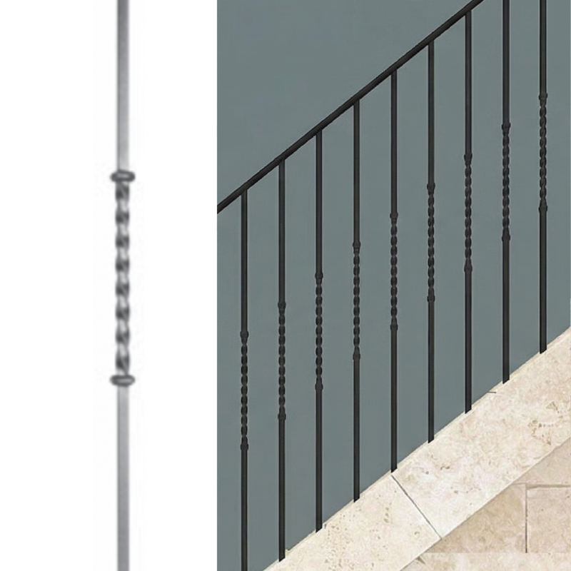 Barreau à grande torsade - H1000 mm | Carré 14 mm | Aspect grenaillé