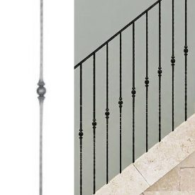 Barreau forgé 1 boule carré 14 mm – Acier grenaillé 1000 mm