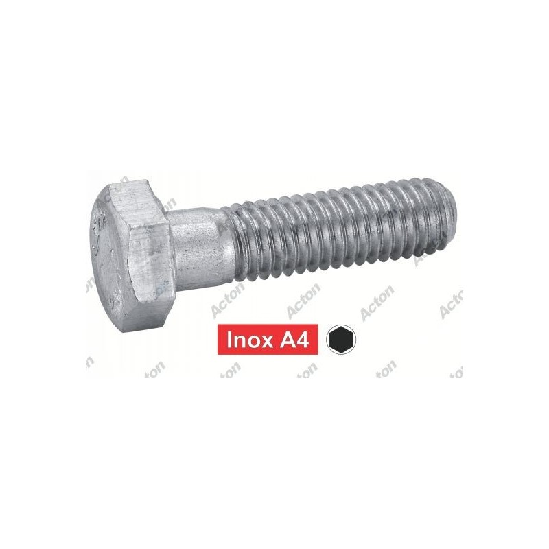Vis à tête hexagonale en Inox A4 - Filetage partiel