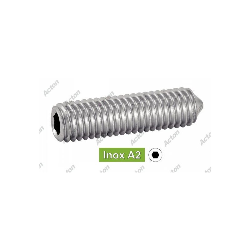 Vis STHC inox A2 sans tête – DIN 913/914/916 – M3 à M12
