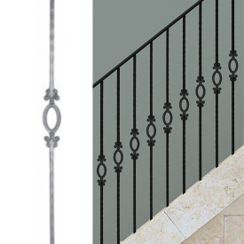 Barreau à motif ovale - H950 mm | Carré 14 mm | Aspect grenaillé