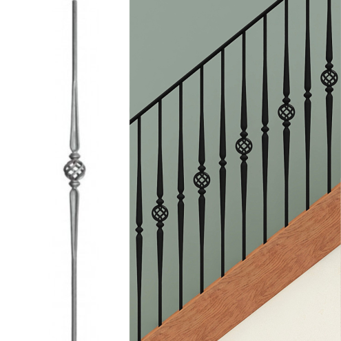 Barreau en fer forgé avec sphère centrale – Longueur 1000 ou 1150 mm