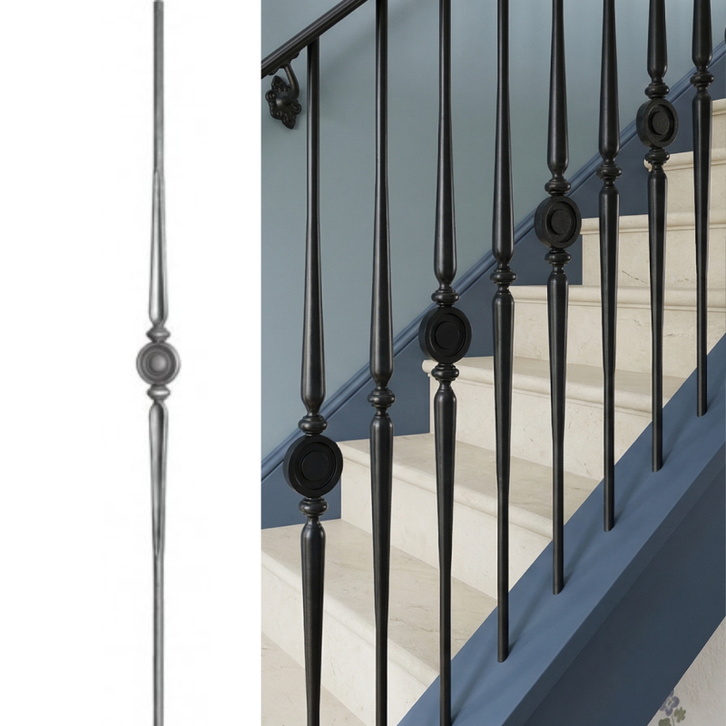 Barreau en fer forgé avec rosace centrale – Longueur 1000 ou 1150 mm