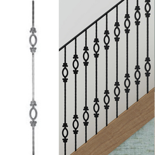 Barreau à double motif ovale - Aspect grenaillé - Hauteur 950 mm