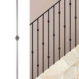 Barreau 1 bague acier grenaillé 1000 mm – Carré 14 mm