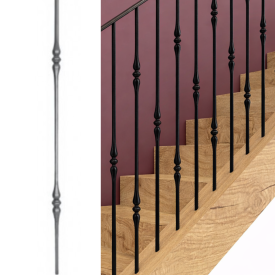 Barreau forgé double H1000 Ø14 mm en acier grenaillé décoratif