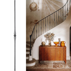 Barreau olive Ø14 mm avec 1 bague – Acier 950 mm décoratif