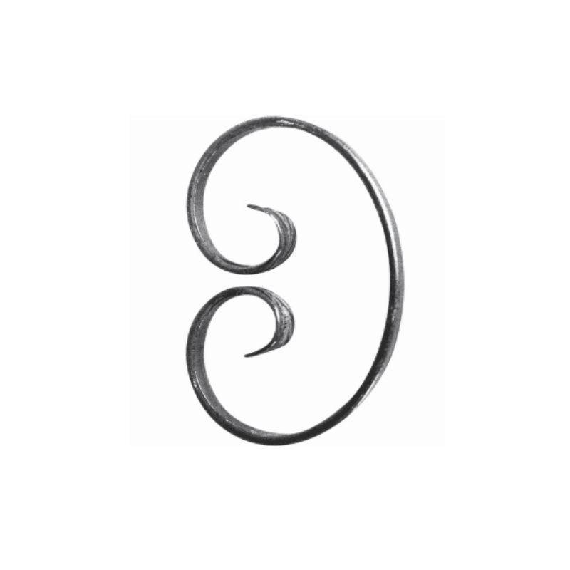 Volute en C fermée - Acier - 150x110mm – Finition queue de carpe – Plat de 12x6 à 16x6mm